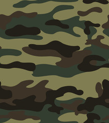 
Green camouflage pattern, army uniform, seamless background, vector trendy illustration. Ornament
