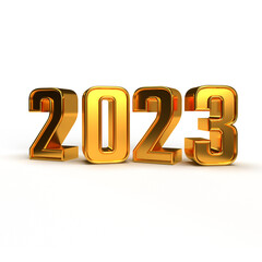 Number 2023 golden in 3d render illustration