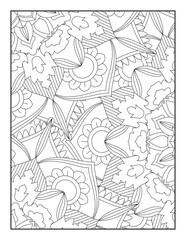Fototapeta na wymiar Coloring Page For Adult, Pattern Mandala Coloring Page, Coloring Book