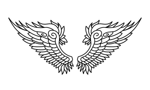 Free vector angel wings line art style