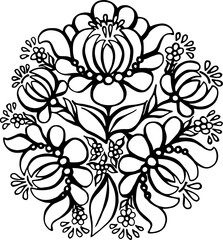 Magic flower, part of Ukrainian folk art Petrykivska. Flower ornament in decorative painting style