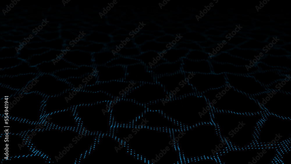 Poster textured wave of particles. visualization of technological connections. molecular connection of part