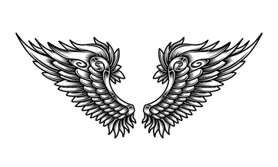 Obraz premium vector angel wings tribal tattoo
