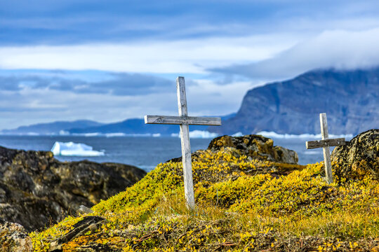 Historic Inuit village of Ikateq in Semerlik Fjord.