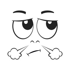 Cartoon displeased face. Displeased expression vector illustration.
