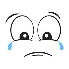 Cartoon crying face. Сrying expression vector illustration.
