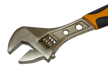 Adjustable wrench with a rubber handle,Adjustable wrench with rubberized handle, isolated on white background