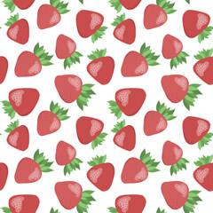 seamless pattern with strawberries on white background
