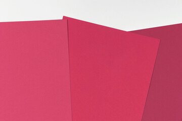 Color swatches with color of the year 2023 - Viva Magenta. Color trend palette. Top view, flat lay.