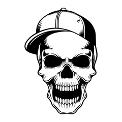 Skull with hat vector design