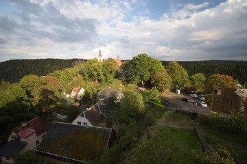 Rabstejn nad Strelou, Czechia - September 25, 2022: village with church