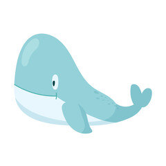 Obraz premium Vector illustration of a cute cartoon whale.
