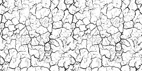 Crack seamless pattern. Repeating crackle texture. Black stone effect on white background. Repeated ground structure for prints design. Repeat asphalt textures. Textured backdrop. Vector illustration