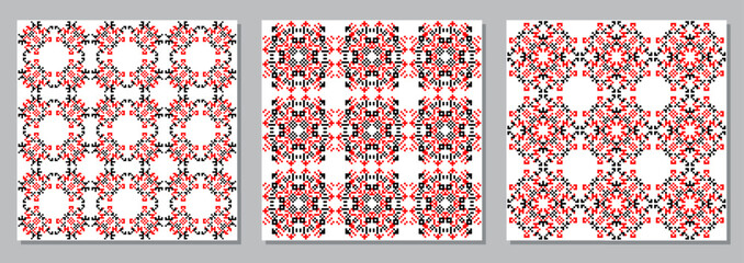 Seamless patterns traditional Ukrainian embroidery, ethnic ornament vyshyvanka
