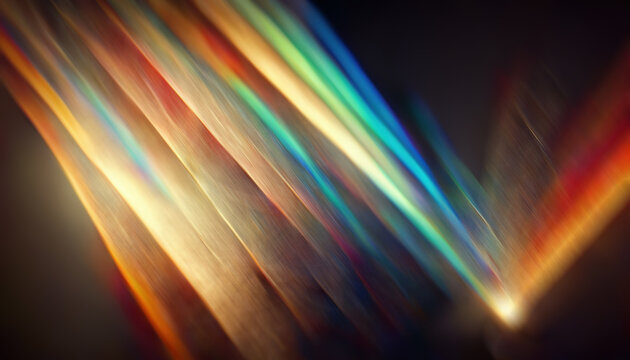 Light motion. Defocused rays. Stage spotlight. Blur orange red blue color illumination glow projection on dark black illustration collage abstract background.