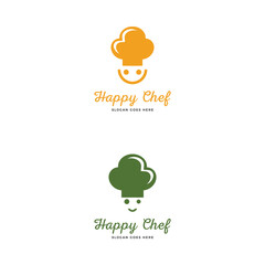 Obraz premium Set of Happy Chef Logo Vector Icon Illustration