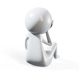 3d render depressed sad person illustration