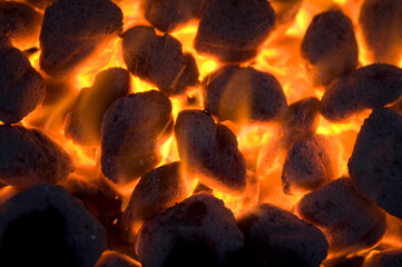 Close-up of coals on a campfire grill; Halsey, Nebraska, United States of America