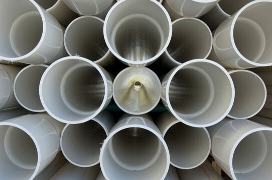 Racks full of PVC pipe; Lincoln, Nebraska, United States of America