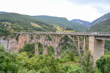 Huge bridge over the river. Đurđevića Tara Bridge, Montenegro.
