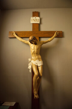 Crucifix of Jesus hanging on a wall; Lincoln, Nebraska, United States of America
