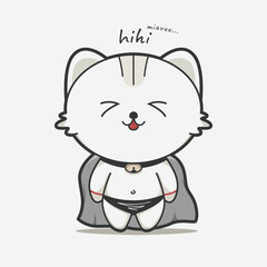 cute superhero cat smiling and chuckle art illustration