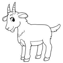 Goat coloring book page.vector illustration isolated on white background.