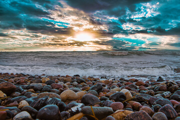 Ostsee - Meer - Warnemünde - Rostock - Seascape - Beach - Sunset - Baltic Sea Vacation Coast -...