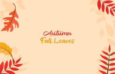 Colorful Autumn fall leaves floral background illustration with maple leaf