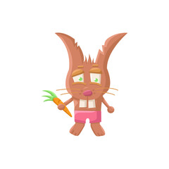 brown rabbit with a carrot in his hand