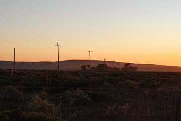 Obraz premium Power lines and fields in Point Reyes National Seashore