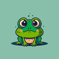 green frog character logo mascot design in cartoon for business branding