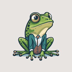 green frog character logo mascot design in cartoon for business branding