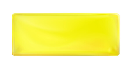 Yellow rectangular painted plate isolated. Label, template. Png.