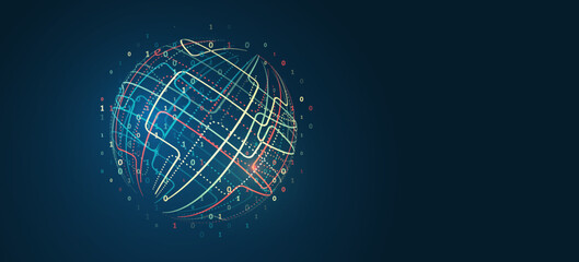 Structuring the flow of information. Data analytics concept. Sorting a large amount of data on a dark background. Big data visualization. Futuristic network or business analytics.
