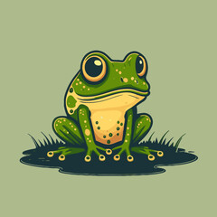 green frog character logo mascot design in cartoon for business branding