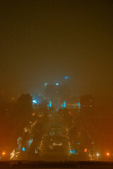  lights and fog  in the night  city 