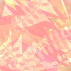 gentle orange background with leaves, plants, vines.  Nature in autumn.  Drawing for the design of books, text, encyclopedias, clothes.  Healthy lifestyle and protection of nature.