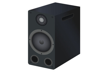 Obraz premium dark subwoofer in 3d on a white background