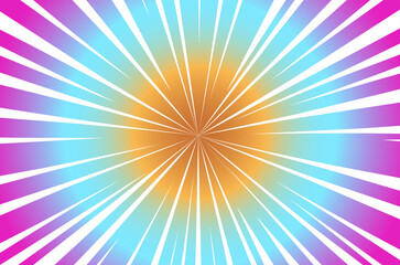 Fototapeta premium Manga neon anime action frame lines with halftones. Colored Pop art retro background with exploding rays of lightning comic style, vector illustration. Abstract explosive template with speed lines