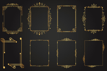 Vintage calligraphic frames. Retro elegant ornamental borders and filigree floral ornaments for certificate templates, wedding frames, invitation card, menu, picture borders, or deco dividers. Vector - obrazy, fototapety, plakaty