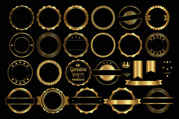 Vintage badges. Emblem premium luxury logo in retro style arrows frames vector template badges collection. Emblem and badge vintage, decoration logotype parts illustration