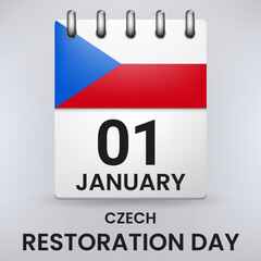 Happy Independence Day of Czech with Flag, Calendar Concept. Vector Illustration