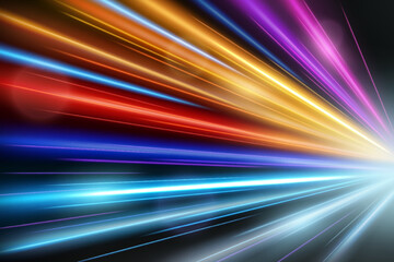 Colorful light trails, long time exposure motion blur effect. Vector Illustration