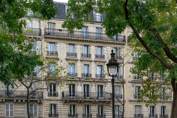 Fototapeta premium Paris, typical facade, building boulevard Richard-Lenoir, in the 11e arrondissement 