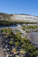 Landscape with dunes and sandy areas at Paso Vergara - crossing the border from Chile to Argentina while traveling South America
