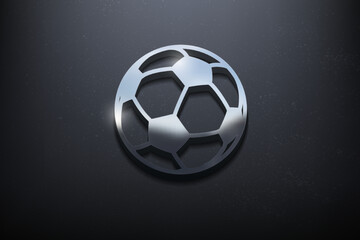Naklejka premium Ball 3D Logo Design, Shiny Mockup Logo with Textured Wall. Realistic Vector