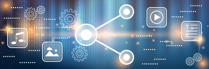 Content sharing vector concept illustration. Web banner, header design template