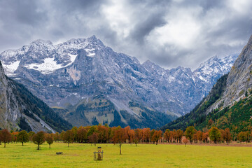 Fototapeta na wymiar Ahornboden during autumn (Eng Valley, Tyrol, Austria)