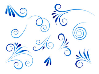 Set of floral elements for decor, Illustration. Watercolor ready-to-assemble styles, patterns, decorations, designs, borders, graphic design and much more. Isolated on a white background.